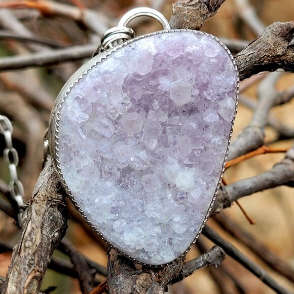 Handmade Artisan Amethyst Druzy Necklace - Picture 3 of 6